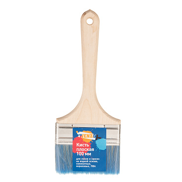 Кисть плоская смешанная щетина деревянная ручка Wenzo Wood 100х14 мм для красок на водной основе