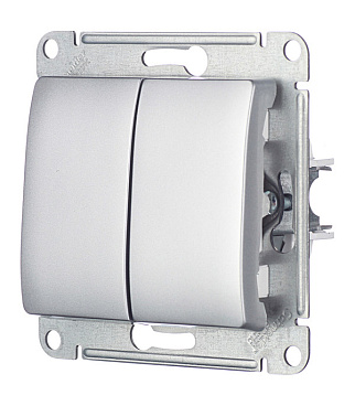 Выключатель Systeme Electric Glossa двухклавишный встраиваемый алюминий (GSL000351)