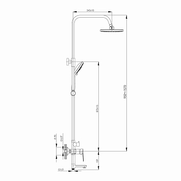 Душевая система Rossinka S с верхним душем с лейкой со смесителем хром (S35-46)