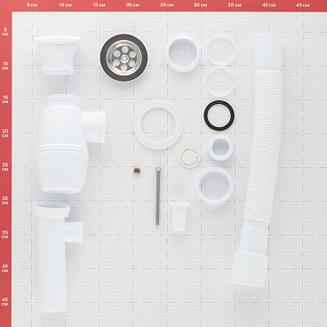 Сифон для раковины и мойки Wirquin Pro 1 1/2х40 мм с выпуском d70 мм с отводом с соединением 40/50 мм (30718030)