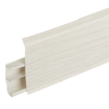 Плинтус ПВХ напольный Wimar Quadro 100 мм дуб белый 2200 мм Г-профиль со съемной панелью