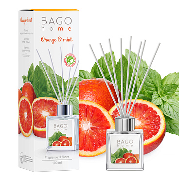 Аромадиффузор с палочками Bago home Апельсин с мятой 100 мл