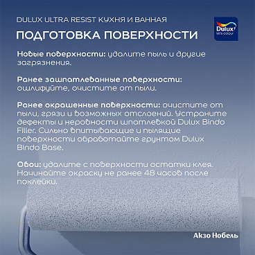 Краска моющаяся Dulux/Luxium Ultra Resist кухня и ванная база BW белая 2,5 л