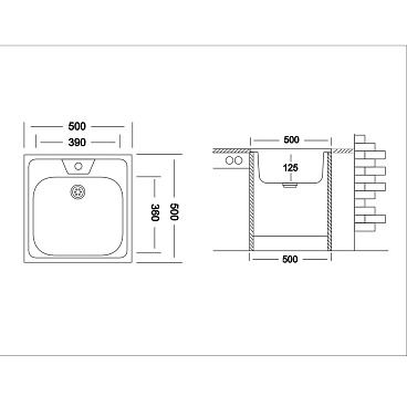 Мойка для кухни Ukinox Nord 50х50х13 см накладная сталь (Nr 500х500 0,4)