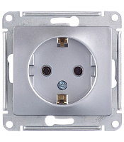 Розетка Systeme Electric Glossa встраиваемая алюминий (GSL000343)