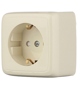 Розетка Hegel Alfa накладная слоновая кость со шторками (РА16-114-01)