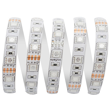 Лента светодиодная SMD 5050 RGB свет 12 В 14,4 Вт/м 5 м IP65 Apeyron (000012)