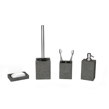 Ершик для унитаза Fora Stone Black напольный полирезин/металл черный (FOR-STN025BL/5317)