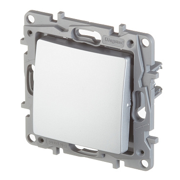 Выключатель Legrand Etika одноклавишный встраиваемый алюминий (672401)