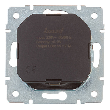 Розетка Lezard Karina встраиваемая черный бархат с USB-A (707-4288-181)