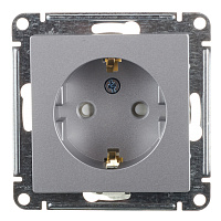 Розетка Systeme Electric AtlasDesign встраиваемая алюминий со шторками (ATN000345)