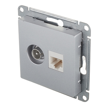 Розетка телевизионная/ компьютерная Systeme Electric AtlasDesign встраиваемая алюминий TV/ RJ45 (ATN000389)