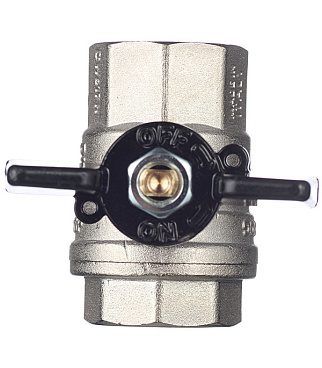 Кран шаровой латунный Bugatti 3/4 ВР(г) х 3/4 ВР(г) бабочка прямой (03020182)