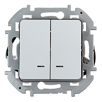 Выключатель Legrand Inspiria двухклавишный встраиваемый алюминий с подсветкой (673632)