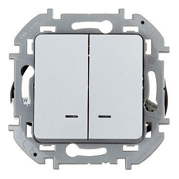 Выключатель Legrand Inspiria двухклавишный встраиваемый алюминий с подсветкой (673632)