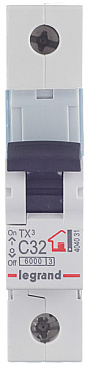 Автоматический выключатель модульный Legrand TX3 1P 32А тип C 6 кА 230/400 В (404031)