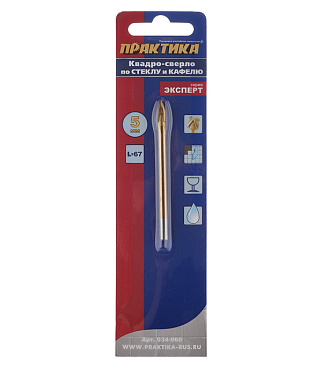 Сверло по плитке и стеклу Практика 5х68 мм квадро (034-960)