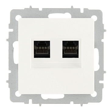 Розетка компьютерная IEK Brite РК10-2-БрБ встраиваемая белая 2хRJ45 (BR-K20-1-K01)