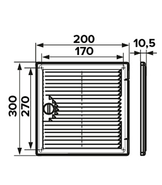 Люк ревизионный Era Декофот пластиковый 200х300 мм накладной с решеткой