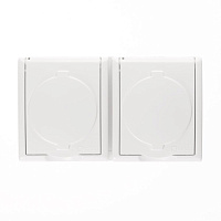 Розетка Simon 15 Aqua накладная белая со шторками с крышкой (1594443-030)