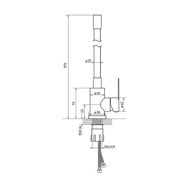 Смеситель для кухни Corsa Deco Vega Steel нержавеющая сталь/серый с гибким изливом однорычажный (966367)