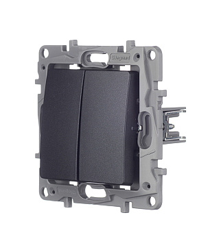 Переключатель Legrand Etika двухклавишный встраиваемый антрацит (672612)