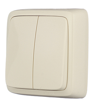 Выключатель Hegel Alfa двухклавишный накладной слоновая кость (ВА10-153-01)