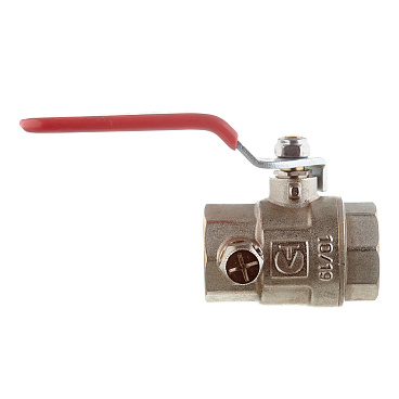 Кран шаровой латунный Valtec Base 1 ВР(г) х 1 ВР(г) проходной ручка с дренажом и воздухоотводчиком прямой (VT.245.N.06)
