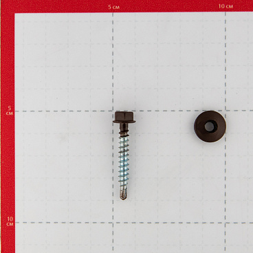 Саморезы кровельные с буром 35х4,8 мм металл-дерево коричневые RAL 8017 (60 шт.)