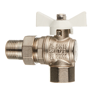 Кран шаровой латунный Valtec Base 1/2 ВР(г) х 1/2 НР(ш) бабочка с полусгоном угловой (VT.228.NW.04)