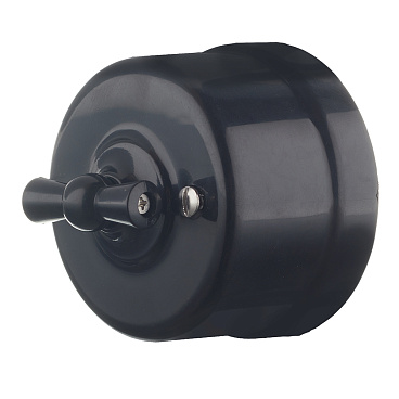 Выключатель Bironi Лизетта двухклавишный накладной черный ретро (B1-202-23)