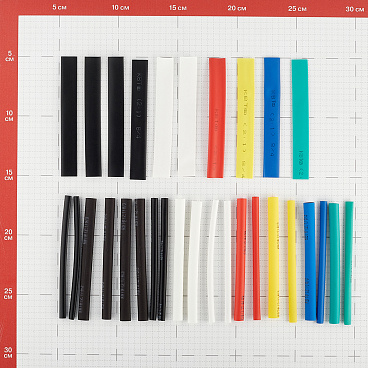 Трубка термоусадочная КВТ Колорит Мульти ТНТ нг 4/2-8/4 мм 100 мм 6 цветов (30 шт.)