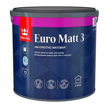Краска интерьерная Tikkurila/Tikkivala Euro Matt 3 база С бесцветная 2,7 л