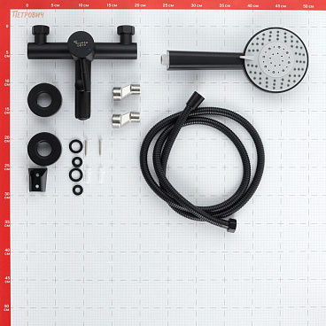 Смеситель для ванны Сorsa Deco AS черный однорычажный с коротким изливом с лейкой (FBTAS1B)