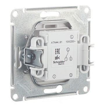 Переключатель Systeme Electric AtlasDesign Aqua одноклавишный встраиваемый белый (ATN440161)