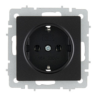 Розетка IEK Brite РС11-1-0-БрЧ встраиваемая черная с заземлением (BR-R11-16-K02)