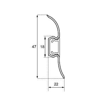 Плинтус ПВХ напольный Winart 47 мм дуб паленый 2500 мм S-профиль с кабель-каналом