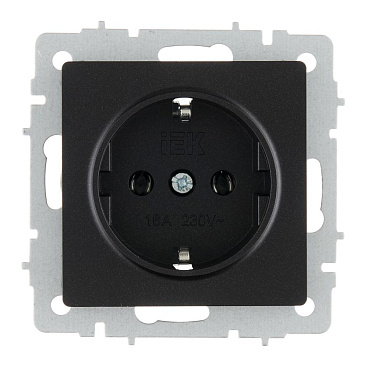 Розетка IEK Brite РС11-1-0-БрЧ встраиваемая черная с заземлением (BR-R11-16-K02)