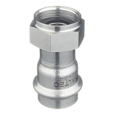 Соединитель VALTEC (VTi.908.I.002205) 22 мм х 3/4 ВР(г) нержавеющая сталь с накидной гайкой