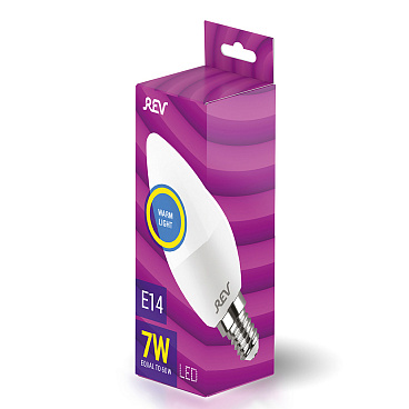 Лампа светодиодная Rev E14  2700К 7 Вт 180-240 В свеча матовая