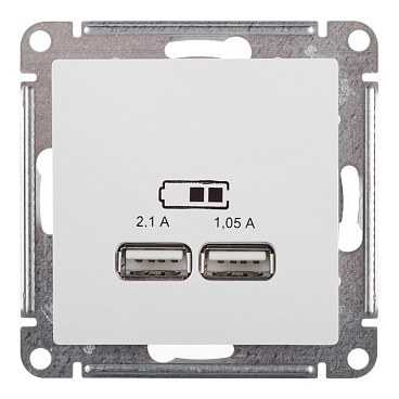 Розетка USB Systeme Electric AtlasDesign встраиваемая белая 2хUSB-А (ATN000133)