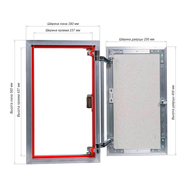 Люк ревизионный под плитку Практика EuroFormat-R алюминиевый 300х500 мм скрытый нажимной