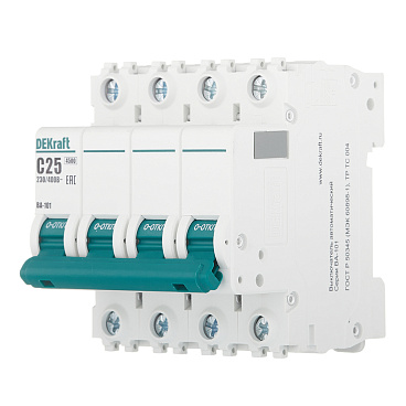 Автоматический выключатель модульный Dekraft BA-101 4Р 25А тип C 4,5 кА 230/400 В (11092DEK)