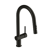 Смеситель для кухни Cersanit Brasko черный с высоким изливом с вытяжной лейкой однорычажный (68225)