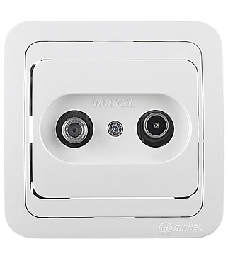 Розетка телевизионная Makel Mimoza встраиваемая белая (12098)