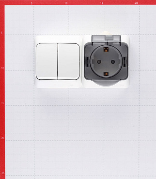 Блок выключатель и розетка Systeme Electric Этюд двухклавишный накладной белый (BPA16-242B)