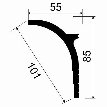 Плинтус потолочный из экополимера ударопрочный 85х55х2000 мм под подсветку Cosca KX045