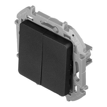 Выключатель Legrand Inspiria двухклавишный встраиваемый антрацит (673623)