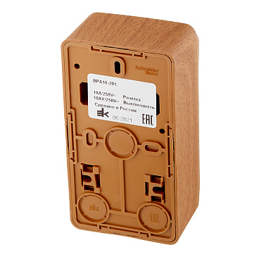 Блок выключатель и розетка Systeme Electric Этюд одноклавишный накладной бук (BPA16-201T)