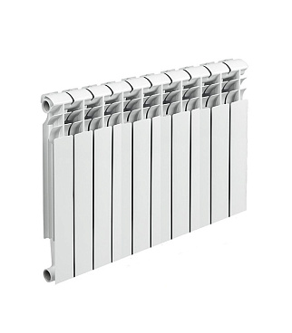 Радиатор биметаллический 500 мм 10 секций 1" боковое подключение белый